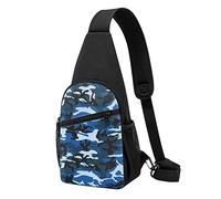 Small Sling Backpacks Blue Camo Printed Crossbody Shoulder Bag Chest Pack for Men