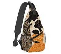 Small Sling Bakpack for Women Men Africa People Family Ethnic Crossbody Bag Lightweight Casual Fanny Pack Anti Thief Chest Daypack for Outdoors Sports Hiking Travel with Adjustable Shoulder Strap