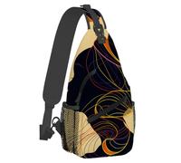 Small Sling Bakpack for Women Men African Woman Retro Ethnic Crossbody Bag Lightweight Casual Fanny Pack Anti Thief Chest Daypack for Outdoors Sports Hiking Travel with Adjustable Shoulder Strap