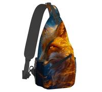 Small Sling Bakpack for Women Men Animal Fox Galaxy Psychedelic Crossbody Bag Lightweight Casual Fanny Pack Anti Thief Chest Daypack for Outdoors Sports Hiking Travel with Adjustable Shoulder Strap