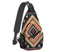 Small Sling Bakpack for Women Men Boho Ethnic Aztec Retro Crossbody Bag Lightweight Casual Fanny Pack Anti Thief Chest Daypack for Outdoors Sports Hiking Travel with Adjustable Shoulder Strap