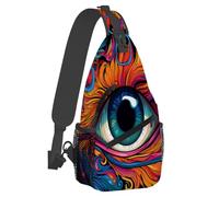 Small Sling Bakpack for Women Men Devil's Eye Peris Cool Crossbody Bag Lightweight Casual Fanny Pack Anti Thief Chest Daypack for Outdoors Sports Hiking Travel with Adjustable Shoulder Strap