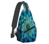 Small Sling Bakpack for Women Men Ethnic Mandala Blue Psychedelic Crossbody Bag Lightweight Casual Fanny Pack Anti Thief Chest Daypack for Outdoors Sports Hiking Travel with Adjustable Shoulder Strap