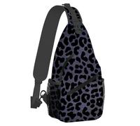 Small Sling Bakpack for Women Men Leopard Print Black Crossbody Bag Lightweight Casual Fanny Pack Anti Thief Chest Daypack for Outdoors Sports Hiking Travel with Adjustable Shoulder Strap