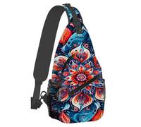 Small Sling Bakpack for Women Men Mandala Retro Colorful Ethnic Crossbody Bag Lightweight Casual Fanny Pack Anti Thief Chest Daypack for Outdoors Sports Hiking Travel with Adjustable Shoulder Strap