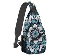 Small Sling Bakpack for Women Men Mandala Retro Ethnic Damask Crossbody Bag Lightweight Casual Fanny Pack Anti Thief Chest Daypack for Outdoors Sports Hiking Travel with Adjustable Shoulder Strap