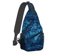 Small Sling Bakpack for Women Men World Map Galaxy Blue Crossbody Bag Lightweight Casual Fanny Pack Anti Thief Chest Daypack for Outdoors Sports Hiking Travel with Adjustable Shoulder Strap