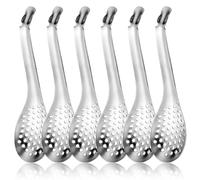 Small Slotted Spoons 6Pcs Modern Heavy-Weight Stainless Steel Slotted Serving Spoons Caviar Spoon for Caviar Making Cereals Dips Curry Sauces Stews