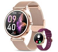 Small Smart Watch for Women with Bluetooth Call, 1.27” Ladies Smart Watch,120+ Sports Modes Step Counter Fitness Watch, HR/BP/SpO2 Sleep Monitor, IP68 Waterproof Smartwatch for Android/iOS Rosegold
