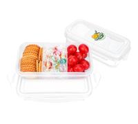 Small Snack Box with 3 Compartments, 300ml 2 Pack, Mini Snack Container with Snap Lock Lid, Mini Bento Lunch Box, Microwave & Dishwasher Safe SnackleBox for Kids Adults Plane School Work