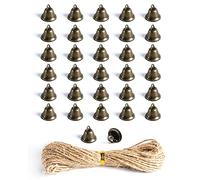 Small snail 32 PCS Vintage Bronze Jingle Bells Mini Hanging Craft Bell with 10m Jute Twine for DIY Decorations, Christmas Tree Ornaments, Wind Chimes, Sewing, Housebreaking