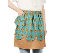 Small snail Women Short Waist Apron Cotton Floral Half Apron Kitchen Maid Pinafore with Pocket for Restaurant Cafe Catering Bakery Flower Shop