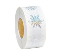 Small Snowflake Stickers - 500 Pieces Shimmer Adhesive Label, Round Glitter Design, Decorative Winter Themed Seal | Holiday Scrapbook Wrapping Paper Craft Tags Greeting Card Envelope Journal Projects