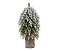 Small Snowy Fir Tree On Tall Wood Log Love Lace Brown One Size