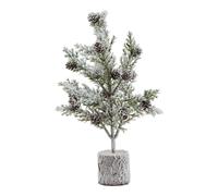 Small Snowy Fir Tree With Pinecones In Wood Log Love Lace Brown One Size