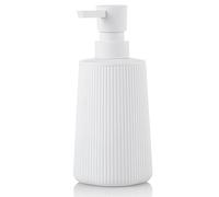 Small Soap Dispenser for Bathroom and Kitchen, Modern Farmhouse Striped Style Plastic Hand Soap Dish Soap Dispenser with Pump Matte White