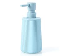 Small Soap Dispenser for Bathroom and Kitchen, Modern Farmhouse Striped Style Plastic Hand Soap Dish Soap Dispenser with Pump Light Blue