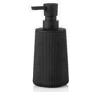 Small Soap Dispenser for Bathroom and Kitchen, Modern Farmhouse Striped Style Plastic Hand Soap Dish Soap Dispenser with Pump Matte Black