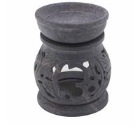 Small Soapstone Oil Burner 8cm - Om KDMD Grey One Size
