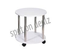 Small Sofa Side Table Coffee Round 2 Tier Shelf Unit Living Room White