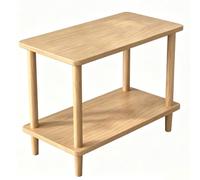 Small solid wood side table, 2-tiered, rounded corners, easy assembly, stable frame, ideal for living room, bedroom and sofa