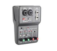 Small Sound Mixer, 2 Channel Stereo Mixer Soundboard Console System, USB 48V Power DJ Mixer for Recording Karaoke Streaming