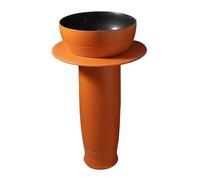 Small Space Column Basin, Ceramic Sink,3-Pieces Retro Floor Standing Vanity Vessel Sink Outdoor Balcony Washbasin, Green/Orange,Orange-A