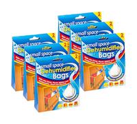 Small Space Dehumidifier Bags Pack of 6 (12 Sachets Total) - Moisture Absorber for Wardrobes, Drawers, Caravans, Cupboards & Small Rooms - Prevent Damp, Mould, Mildew & Condensation