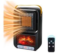 Small Space Heater for Indoor Use Portable Electric Fireplace Realistic 3D Flame Mini Room Smart EU Plug