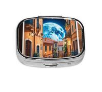 Small Space Planet Earth Printed Pill Organizer Daily,Portable Metal Travel Pill Case Box for Purse and Pocket