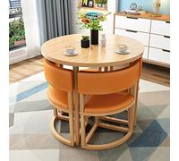 Small Space Round Dining Table Set for 4-80cm Conference Room & Office Reception Table Ideal for Apartment Kitchen Balcony Coffee & Breakfast (Color: Orange)