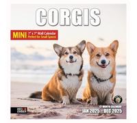 Small Spaces Mini Wall Calendar - Corgis 2025 Hangable Monthly by Red Ember | Only 7" x 14" Open | Thick & Sturdy Paper | Giftable | Cute Dog | Corgi Happiness Starts Here