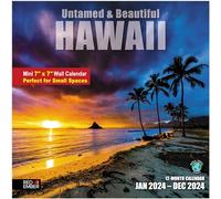 Small Spaces Mini Wall Calendar - Untamed & Beautiful Hawaii 2024 Hangable Monthly by Red Ember | Only 7" x 14" Open | Thick & Sturdy Paper | Giftable | Beach Nature Travel | Your Daily Hawaiian