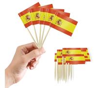 Small Spain Toothpick Flags Little Cake Toppers for Cakes Decorations,100pcs España Flags Mini Spain Flags On Cocktail Sticks for Cakes Sandwich Food Cupcake Toppers World Cup Pub Royal Event Decor