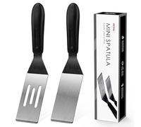 Small Spatula Professional Mini Serving Spatula, 2 Pieces Stainless Steel Metal Spatulas Set, Cutter and Serve Turner for Kitchen, Flipping or Cooking for Brownie, Cookie, Lasagna, Pancakes or Cake