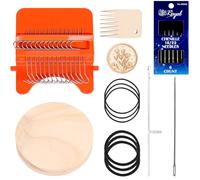 Small Speedweve Type Weave Tool 14 Hooks Darning Tool with Rubber Band, Needle, Tooth Comb Needle Suction Device DIY Mini Multi Craft Braiding Patching Machine for Knitting Sewing