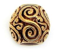 Small Spirals Celtic Viking Bronze beard hair bead (4mm hole)