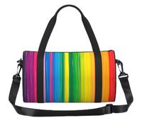 Small Sports Duffel Bag 13L Gym Bag Swimming Bag Adjustable Strap | Rainbow Color Stripe Printed Kids Travel Bag Compact Gym Sack For Dance Swimming Camping Travel