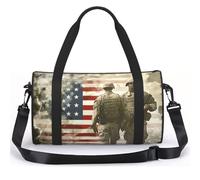 Small Sports Duffel Bag 13L Gym Bag Swimming Bag Adjustable Strap | Us Military Soldiers Patriotic Memorial Day Printed Kids Travel Bag Compact Gym Sack For Dance Swimming Camping Travel