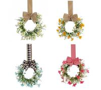 Small Spring Hanging Wreaths For Cabinets with Flower,Artificial Spring Wild Candle Wreath,Mini Rings Wre SpringSummer