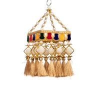 Small Sqaure Wall Roof Centre Hanging Wall Roof Ceiling Jhoomar Colorful Tassels Hangings Decorative Ornament Party traditional Decoration Indoor Indian Home Decor for Wedding Festival Gifting
