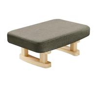 Small Square Foot Stool, 7" Linen Ottoman with Solid Wood Legs, Padded Foot Rest & Extra Seating for Living Room, Entryway, Office - Slish & Functal Decor