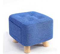Small Square Foot Stool Ottoman for Living Room and Bedroom - Linen Material, 28x28x31cm
