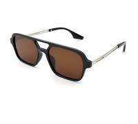 Small Square Frame Retro Double Bridge Sunglasses UV400 Lightweight Plastic Metal AC Lens Comfortable Fit for Daily Casual Outdoor Activities Classic Retro Style(19)