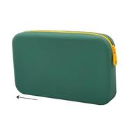 Small Square Silicone Cosmetic Storage Bag Large Capacity Travel Makeup Brush Holder Portable Waterproof Organizer for Vacations, Weekend getaways, or Business Trips(Green)