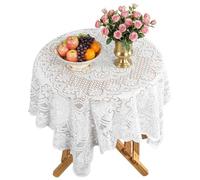 Small Square Tablecloth, 35''×35'' White Lace Tablecloth, Vintage Crochet Lace Table Cloths, Embroidered Side Table Cover for Kitchen Dining Room Party Wedding Rectangle Round Coffee Tables Decor