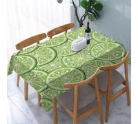Small Square Tablecloth Lemon Table Cloth Cover 80x80 cm Fresh Greens Wipe Clean Polyester Fabric, 3D Table Protector for Kitchen Dining Party 31x31 in a-7711