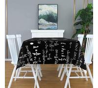 Small Square Tablecloth Mathematical Formula Table Cloth Cover 150x150 cm Black Wipe Clean Polyester Fabric, 3D Table Protector for Kitchen Dining Party 59x59 in a/7014