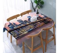 Small Square Tablecloth New York Pink Table Cloth Cover 120x120 cm City Neon Wipe Clean Polyester Fabric, 3D Table Protector for Kitchen Dining Party 47x47 in a/2822