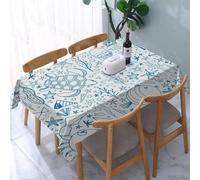 Small Square Tablecloth Sea Turtle and Marine Life Table Cloth Cover 140x140 cm Hand-Drawn Wipe Clean Polyester Fabric, 3D Table Protector for Kitchen Dining Party 55x55 in a-8083